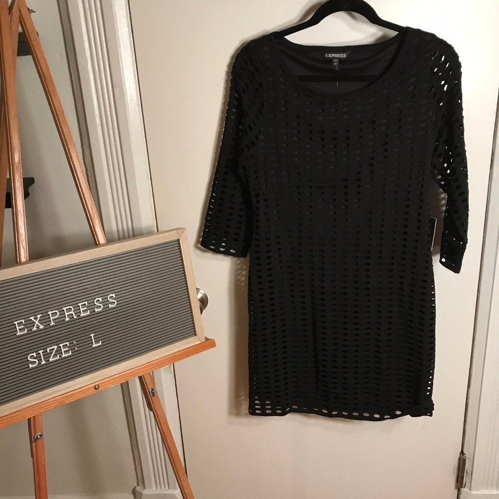 Express, new with tags! Body con black 3/4 sleeve dress